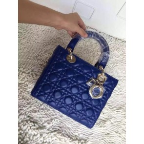 Replica AAA Dior Small Lady Dior Bag Sheepskin Leather 8239 Blue HV00424of41