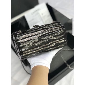 Replica Chanel evening bag Resin, Strass & Ruthenium-Finish Metal A69844 black HV03282BJ25