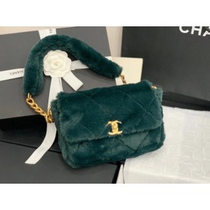 Replica Chanel flap bag Shearling Lambskin & Gold-Tone Metal AS2240 green HV01069SV68