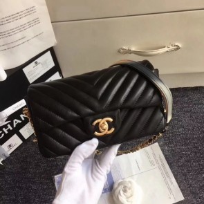 Replica Chanel Flap Original Sheepskin Leather cross-body bag mini cf1116 black HV08441BB13