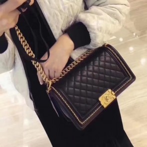 Replica Chanel Flap Shoulder Bag Sheepskin Leather LE BOY A67086 black HV00642zR45