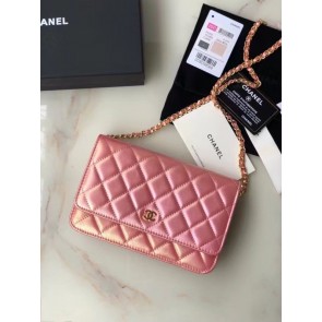 Replica Chanel Iridescent Calfskin Chain Wallet 33814 pink HV11055ec82