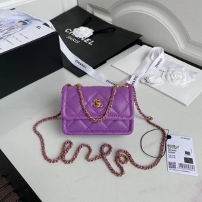 Replica Chanel mini flap bag Sheepskin & Gold-Tone Metal AP1738 purple HV07770ec82