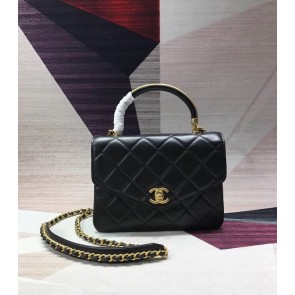 Replica Chanel Sheepskin & gold-Tone Metal Tote Bag AS0625 black HV09219aG44