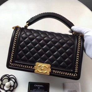 Replica Chanel Sheepskin Leather Shoulder Bag 94804 black HV10679aG44