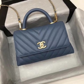 Replica Chanel Small Flap Bag with Top Handle A92990 dark blue HV02466it96