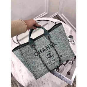 Replica Cheap Chanel Original Canvas Leather Tote Shopping Bag 92298 green HV07370QC68