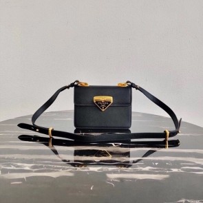 Replica Designer Prada Saffiano leather Prada Symbole bag 1BD270 black HV05100Bb80