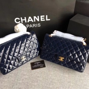 Replica Fashion Chanel Classic Flap Bag original Patent Leather 1112 dark blue HV10515yI43