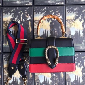 Replica Fashion Gucci Dionysus small top handle bag 523367 black&red&green HV11975yI43