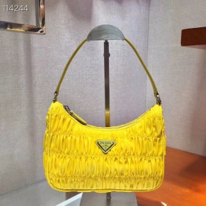 Replica Fashion Prada Nylon and Saffiano leather mini bag 1NE204 yellow HV02097HM85