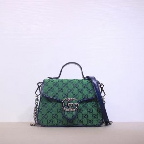 Replica Gucci GG Marmont Multicolor mini top handle bag 583571 green HV03305sA83