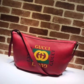 Replica Gucci Print half-moon hobo bag 523588 red HV08366YP94