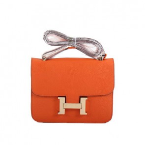 Replica Hermes Constance Bag Orange Togo Leather 1622S Golden HV02289HB48