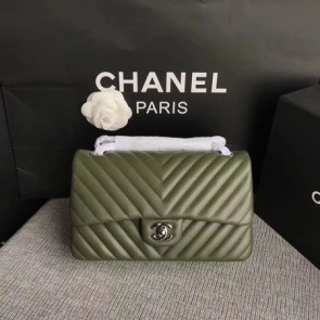 Replica High Quality Chanel Flap Shoulder Bag Original sheepskin Leather CF 1112V green silver chain HV05490Jh90