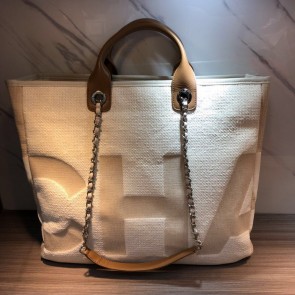 Replica High Quality Chanel Medium Canvas Tote Shopping Bag 55699 off-white HV04030Jh90