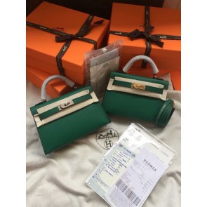 Replica High Quality Hermes Kelly 19cm Shoulder Bags Epsom Leather KL19 green HV02570Jh90