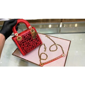Replica MINI LADY DIOR BAG WITH CHAIN IN RED SMOOTH CALFSKIN EMBROIDERED WITH A MOSAIC OF MIRRORS M0598 HV09399Fi42