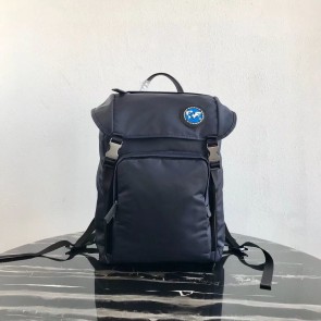 Replica Prada Re-Nylon backpack 2VZ135 black&blue HV02955Sf59