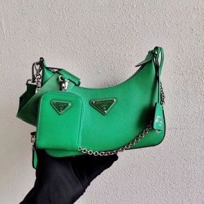 Replica Prada Saffiano leather mini shoulder bag 2BH204 green HV00960cK54