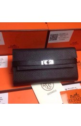 2015 Hermes kelly wallet new model 051300 black HV06770Cw85