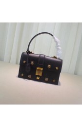 2017 gucci original leather top handle bag 421997 black HV10424hT91