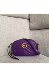 AAAAA Gucci GG marmont matelasse Original calfskin mini bag 448065 purple HV05992aM93