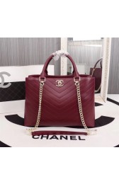 AAAAA Imitation Chanel Calfskin Leather tote Bag 85584 Burgundy HV08060oT91