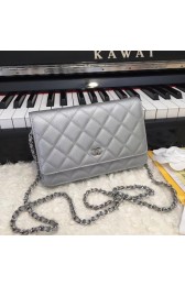 AAAAA Imitation Chanel Original Caviar Leather Flap cross-body bag CF33814 Silver gray Silver chain HV04641Sy67