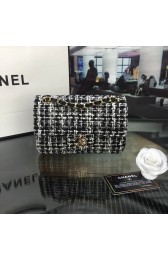 AAAAA Knockoff Chanel Mini Flap Bag Tweed& Braid Gold-Tone Metal A69900 grey&white HV05964Pg26