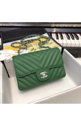 AAAAA Knockoff Chanel Small Classic Handbag Grained Calfskin & silver-Tone Metal A69900 green HV08519Pg26