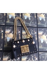 Best 1:1 Gucci Padlock small GG Pearl shoulder bag 409487 black HV09754eT55