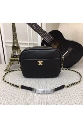 Best Chanel camera case Metallic Goatskin & Gold-Tone Metal 8040A black HV00846kr25