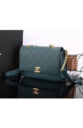 Best Chanel flap bag Calfskin & Gold-Tone Metal A57553 green HV09971kr25