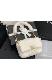 Best Chanel flap bag Shearling Lambskin & Gold-Tone Metal AS2240 White HV02671kr25