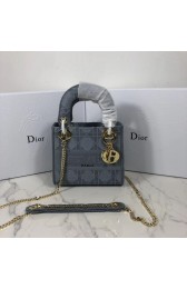 Best MINI LADY DIOR TOTE BAG IN EMBROIDERED CANVAS C4531 grey blue HV03036kr25
