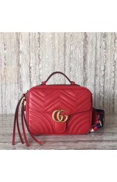 Best Quality Imitation Gucci Marmont original calfskin small shoulder bag 498100 Red HV08152dK58
