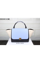Best Replica Celine Trapeze Bag Original Leather 3342 sky blue&black&off white HV00500bj75