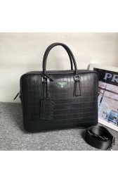 Best Replica Prada Crocodile Leather Briefcase 2VE368 black HV09282zU69