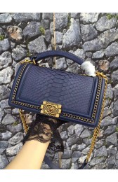 Boy Chanel Flap Shoulder Bag original Snake leather 67086 dark blue HV02255qM91