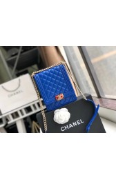 Boy chanel handbag Patent leather & Gold-Tone Metal AS0130 blue HV08741vX33