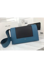 Celine frame Bag Original Calf Leather 5756 blue.black HV07717AM45