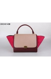 Celine Trapeze Bag Original Leather 3342-1 light pink&purplish red&red HV08282iv85