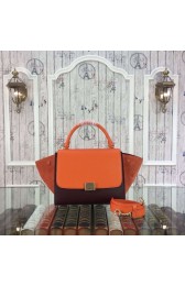 Celine Trapeze Bag Original Nubuck Leather 3345 Orange&Burgundy HV07340Eb92
