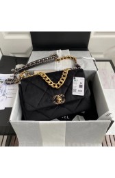 Chanel 19 flap bag velvet AS1161 black HV03884nB26