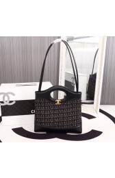 chanel 31 large shopping bag Calfskin Tweed & Gold-Tone Metal A57977 black HV02627pA42