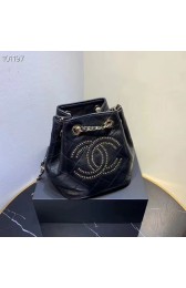 CHANEL Calfskin small Backpack & gold-Tone Metal AS1614 black HV09705RX32