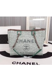 Chanel Canvas Shopping Bag Calfskin & Silver-Tone Metal A23556 green HV00026rh54