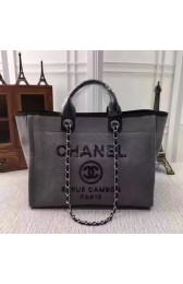 Chanel Canvas Tote Shopping Bag 8046 gray HV05879nS91