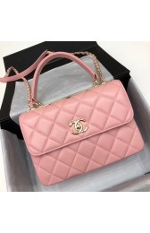 Chanel CC original lambskin top handle flap bag 92236 pink&Gold-Tone Metal HV05731yk28